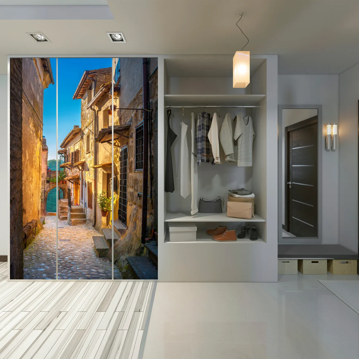 Schrankaufkleber sonnenbeschienene gasse in der Toskana Schrankaufkleber sonnenbeschienene gasse in der Toskana