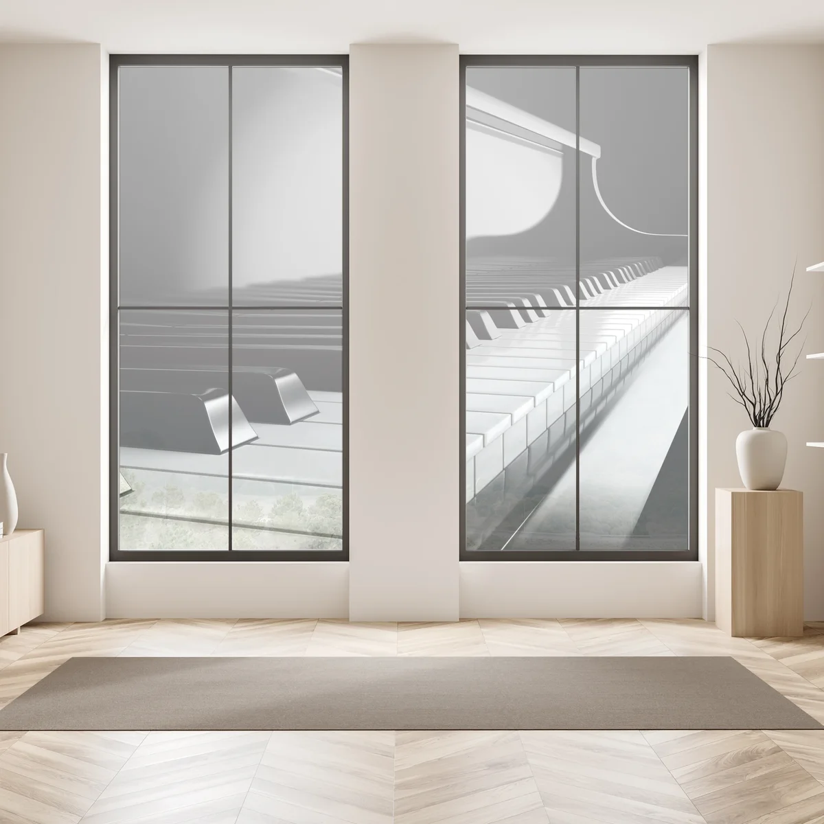 Fensteraufkleber elegante schwarzweiß klaviertasten Fensteraufkleber elegante schwarzweiß klaviertasten