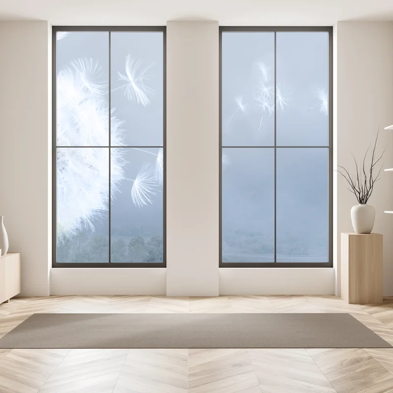 Naklejka na okno delikatne nasiona dmuchawca w odcieniach niebieskiego