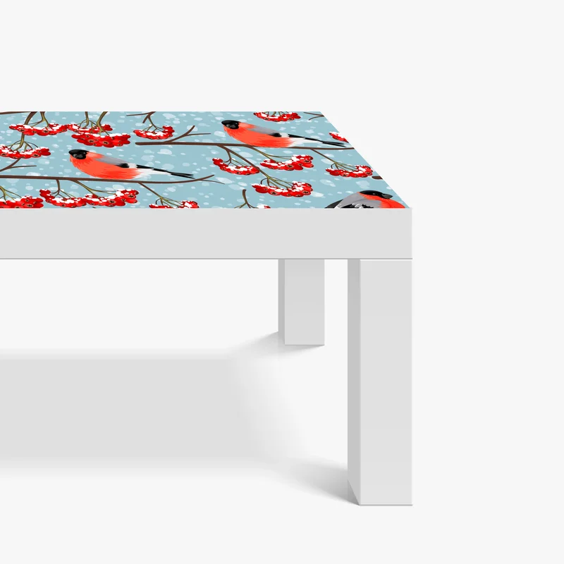 Tischaufkleber und Schreibtischaufkleber winterliche gimpel und vogelbeeren - muster Tischaufkleber und Schreibtischaufkleber winterliche gimpel und vogelbeeren - muster