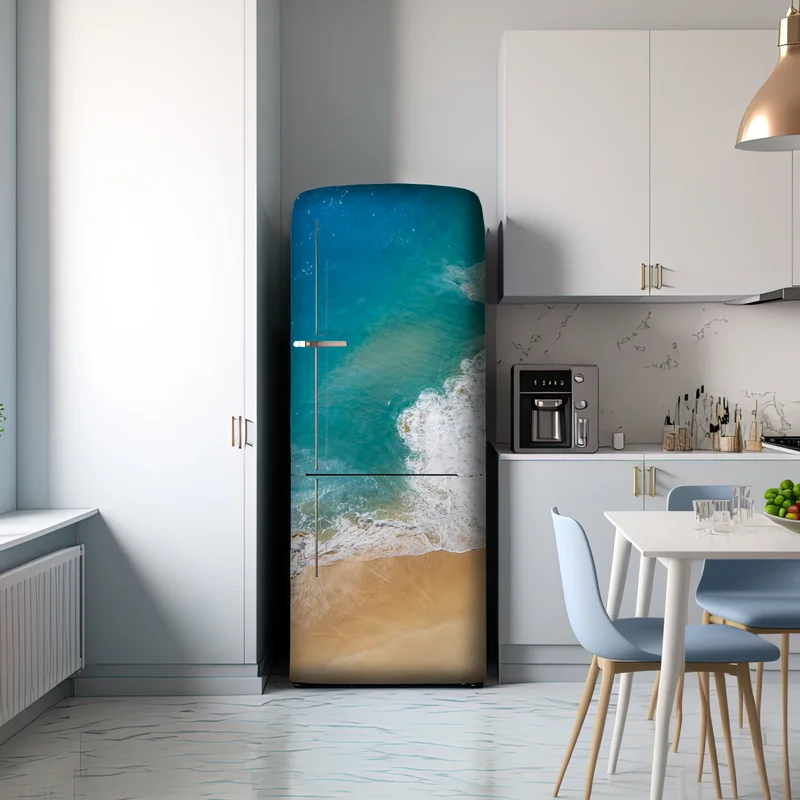 Kühlschrankaufkleber luftaufnahme türkisfarbener strand