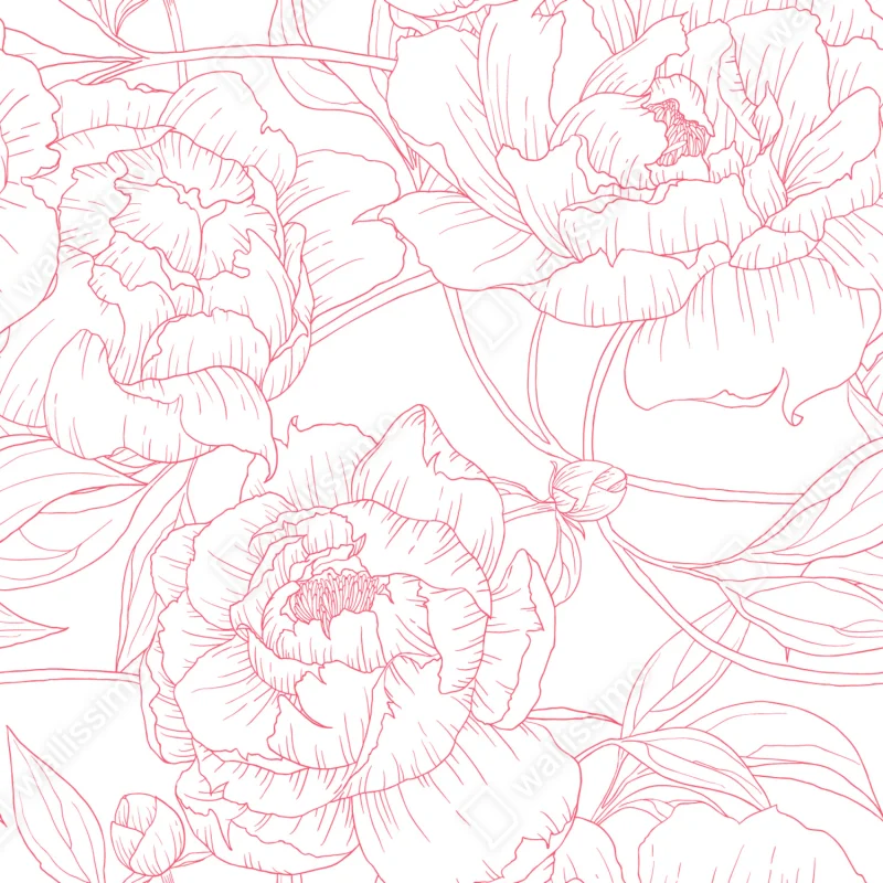 Kühlschrankaufkleber zartes rosa paeonien-line-art-muster Kühlschrankaufkleber zartes rosa paeonien-line-art-muster