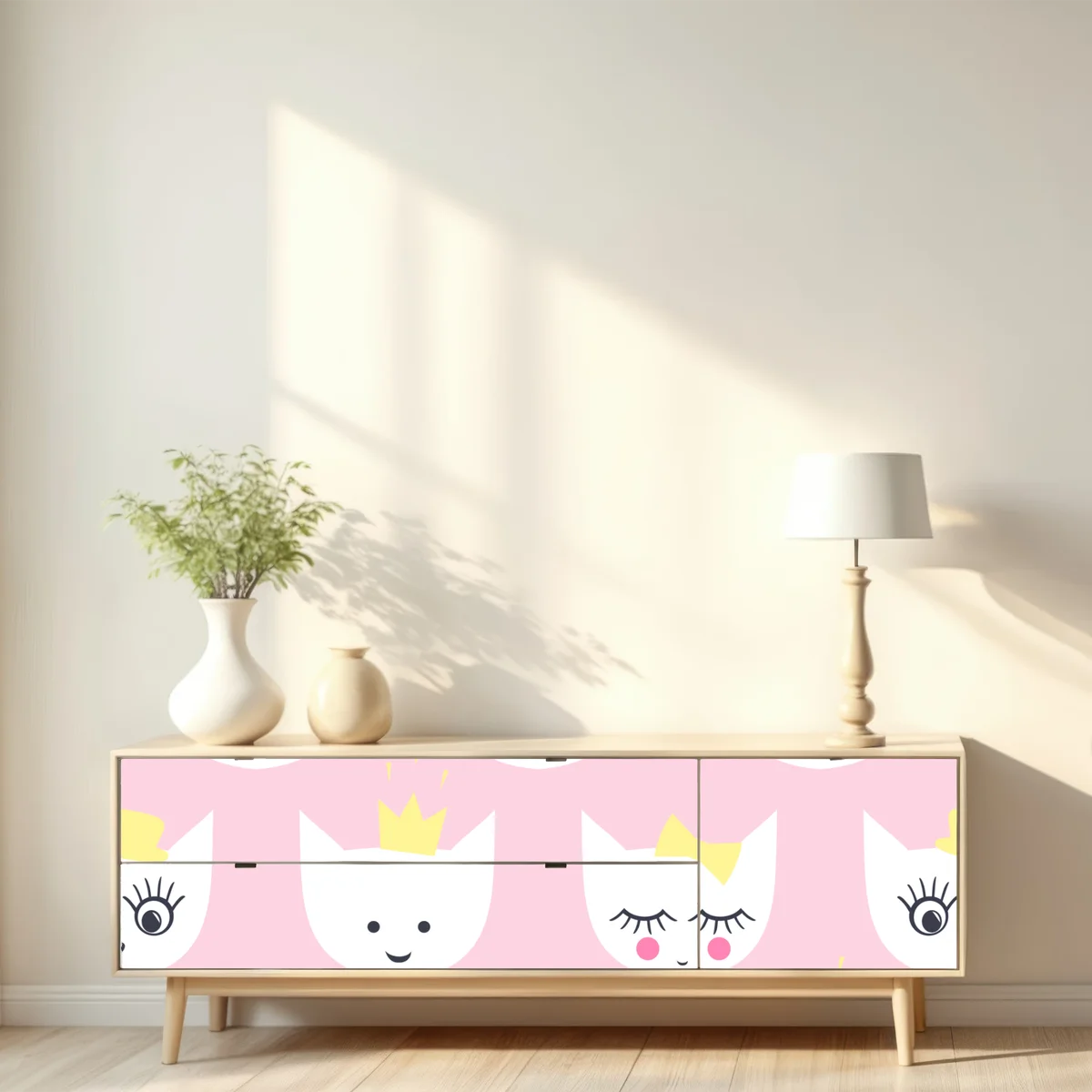 Repositionierbarer Aufkleber rosa kätzchen prinzessinnenmuster Repositionierbarer Aufkleber rosa kätzchen prinzessinnenmuster