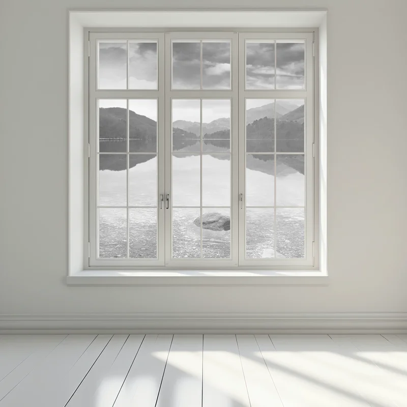 Fensteraufkleber ruhiger bergsee mit spiegelung