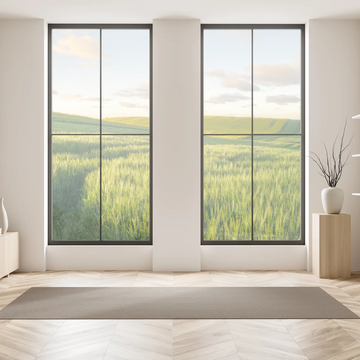 Fensteraufkleber ruhige grüne wiesen panorama Fensteraufkleber ruhige grüne wiesen panorama