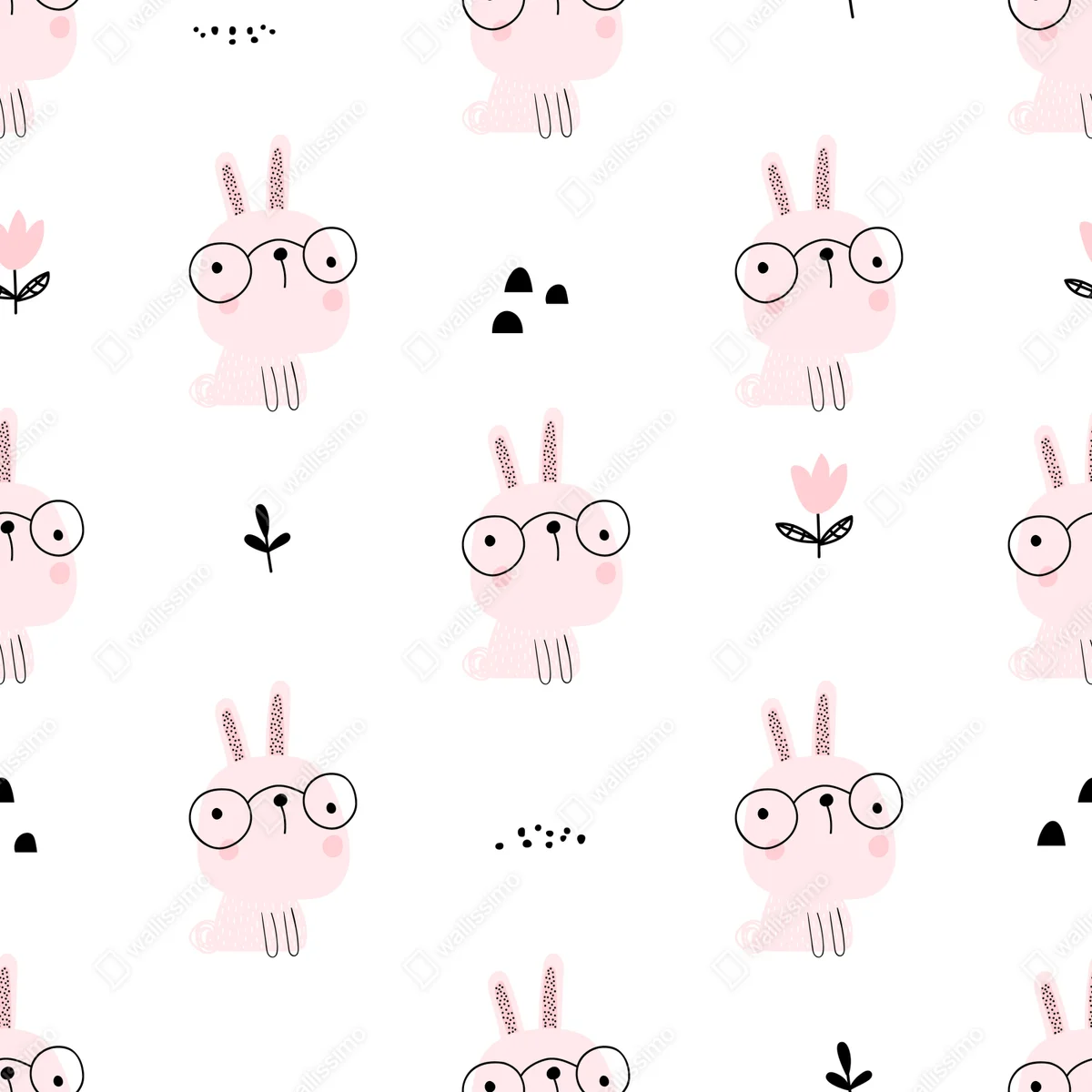 Fototapete verspieltes rosa kaninchenmuster für kinderzimmer Fototapete verspieltes rosa kaninchenmuster für kinderzimmer