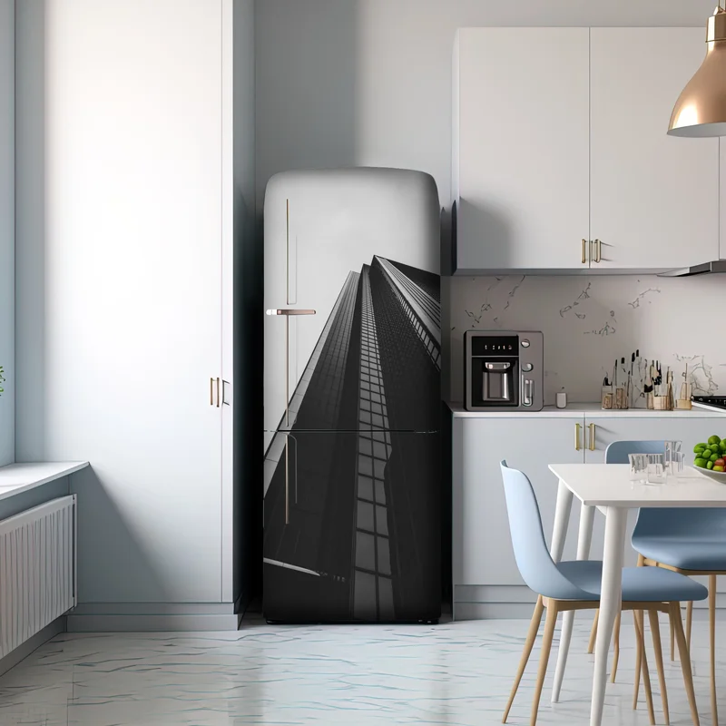 Kühlschrankaufkleber monochromer wolkenkratzer in perspektive