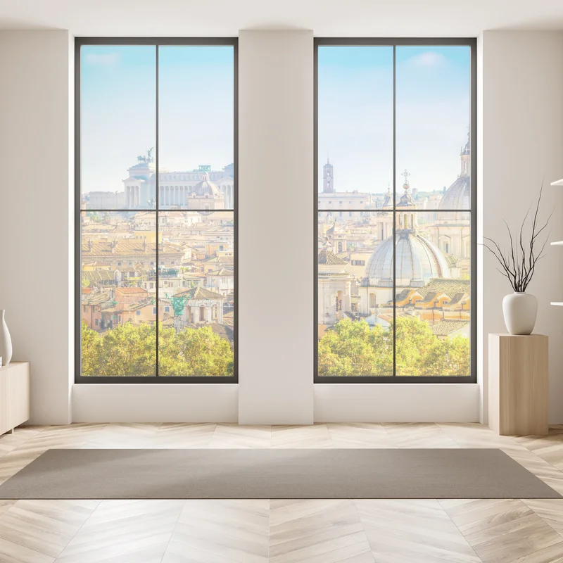 Fensteraufkleber sonnige skyline von Rom mit kuppeln Fensteraufkleber sonnige skyline von Rom mit kuppeln