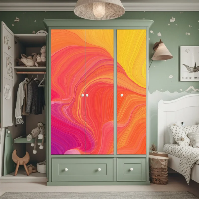 Schrankaufkleber leuchtende fließende farbwellen