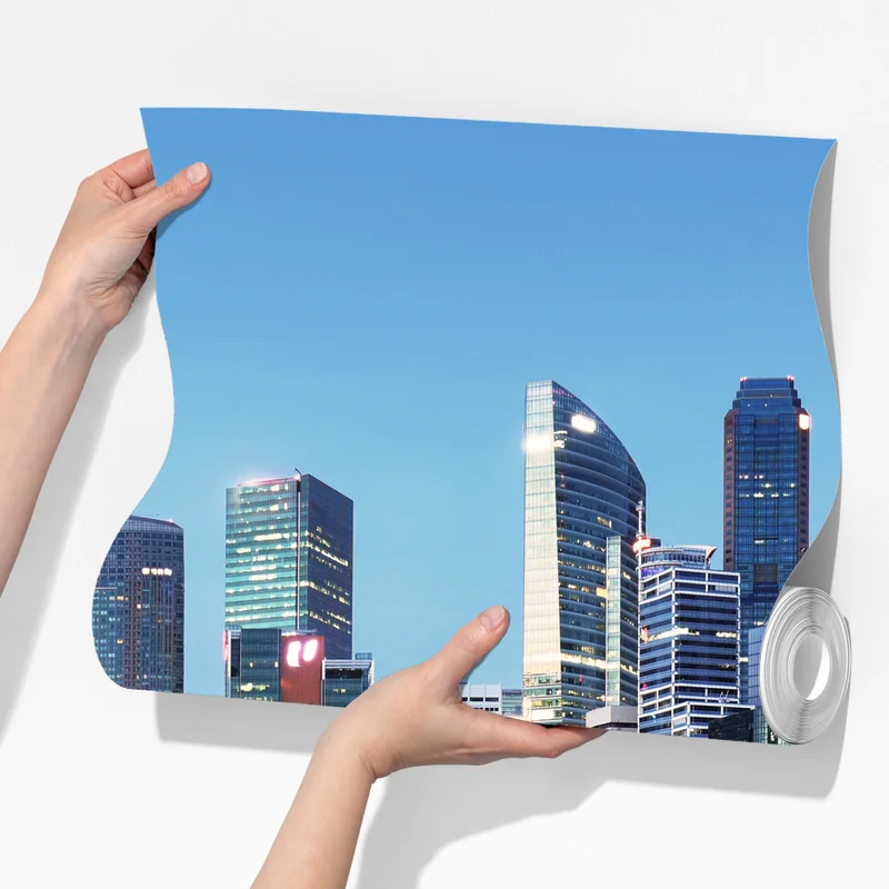 Fototapete moderne stadtskyline gespiegelt im wasser Fototapete moderne stadtskyline gespiegelt im wasser