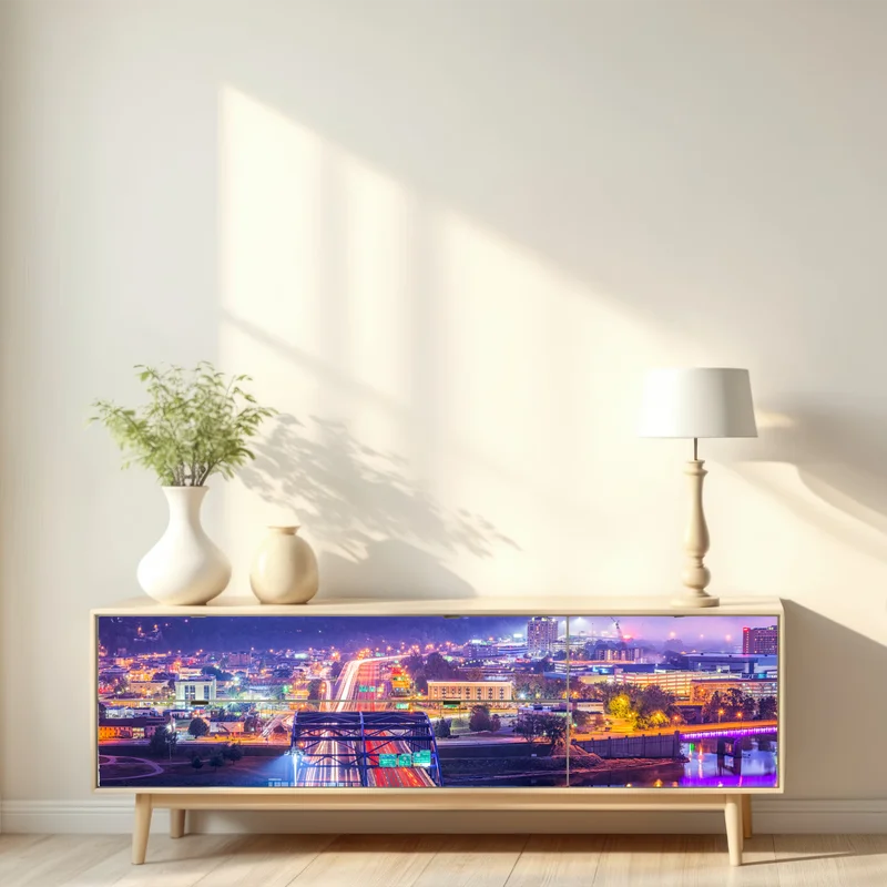 Repositionierbarer Aufkleber Charleston skyline bei dämmerung