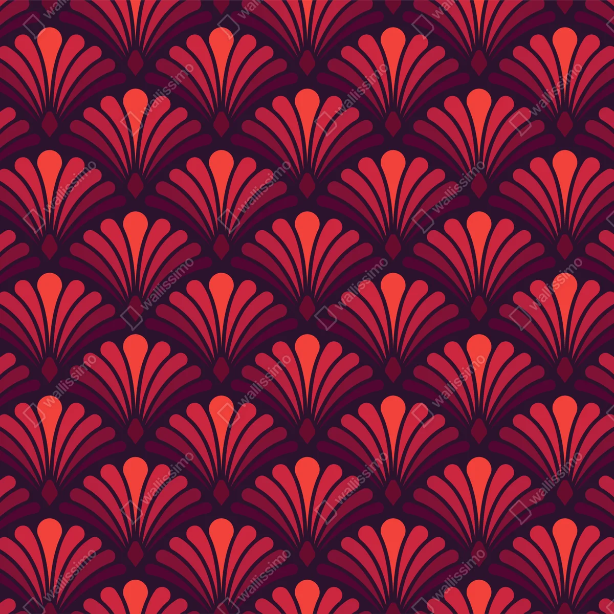 Türaufkleber geometrisches art-déco fächermuster in warmen rot- und violetttönen Türaufkleber geometrisches art-déco fächermuster in warmen rot- und violetttönen