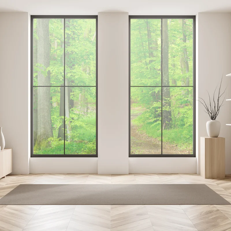 Fensteraufkleber ruhiger waldweg im frühling