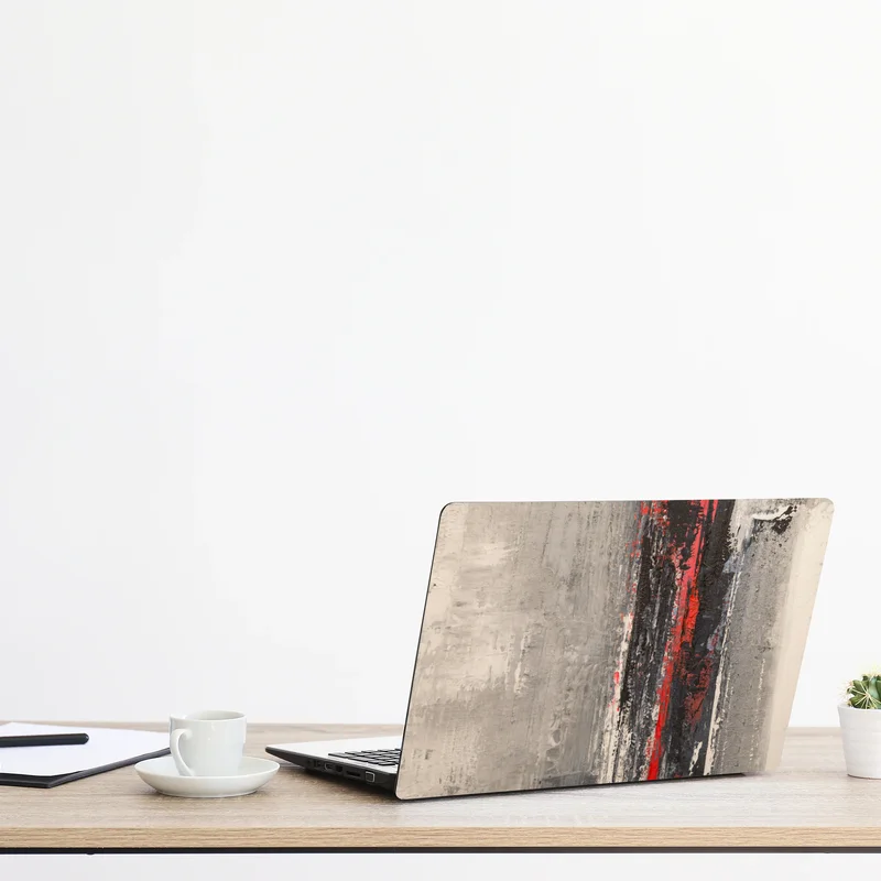 Naklejka na laptopa teksturalna abstrakcja z czerwonym akcentem