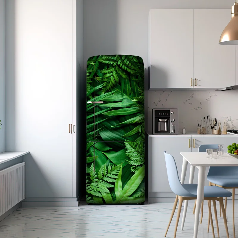 Kühlschrankaufkleber üppiges grünes blättermuster Kühlschrankaufkleber üppiges grünes blättermuster