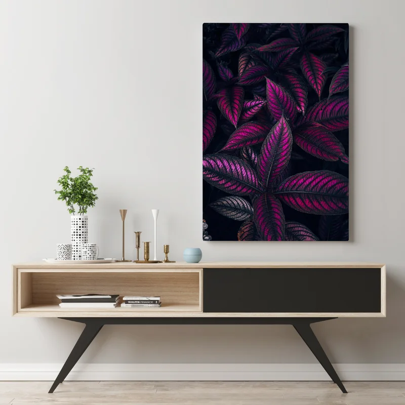 Leinwandbild leuchtendes violettes blättermotiv • Leinwandbilder bei Wallnifity® Leinwandbild leuchtendes violettes blättermotiv • Leinwandbilder bei Wallnifity®