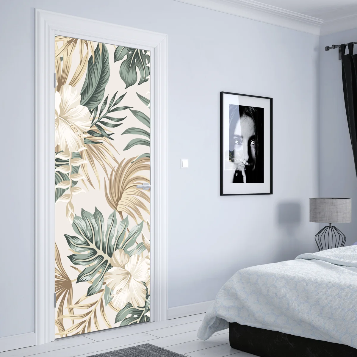 Türaufkleber zartes tropisches hibiskusmotiv Türaufkleber zartes tropisches hibiskusmotiv