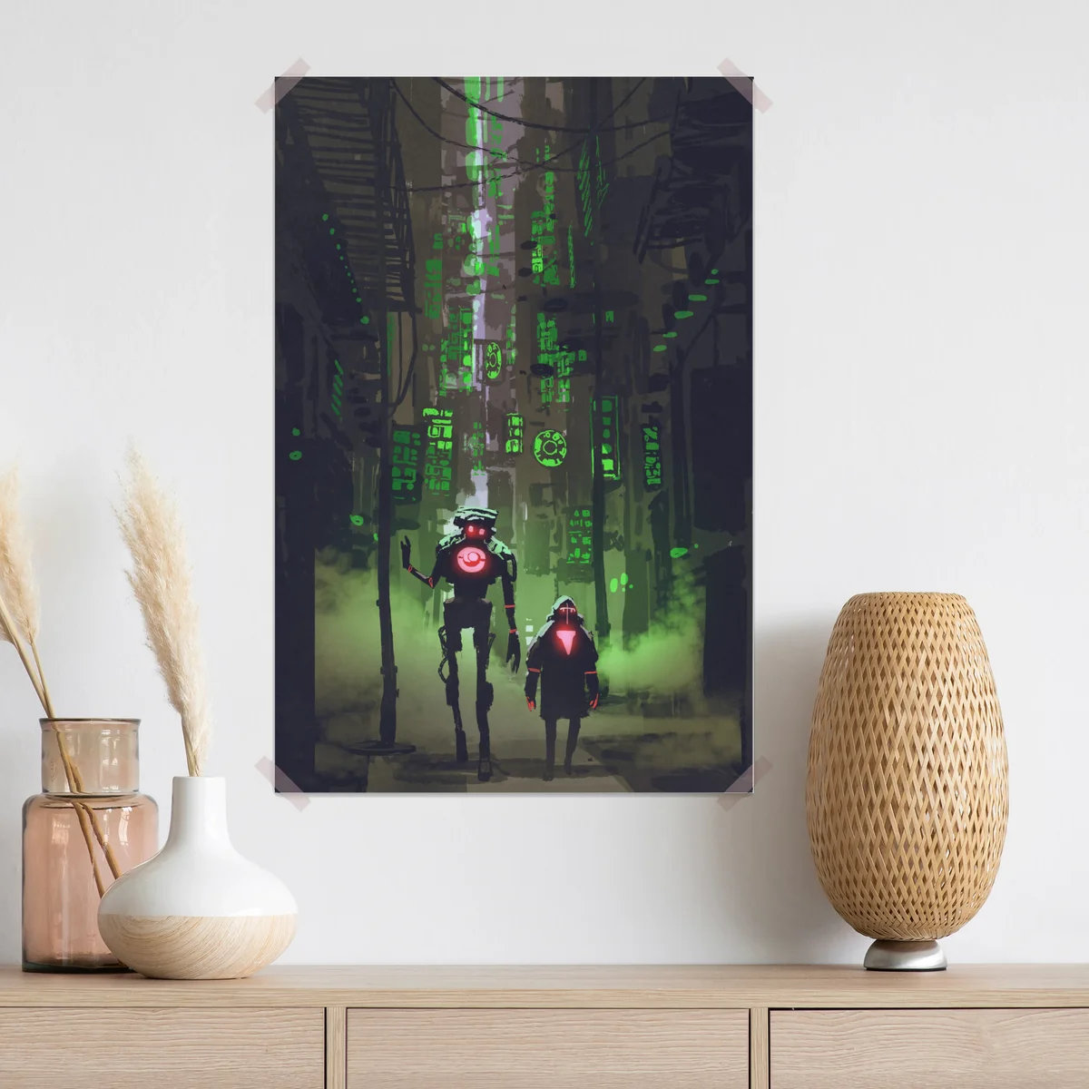 Poster roboter in der neon gasse Poster roboter in der neon gasse