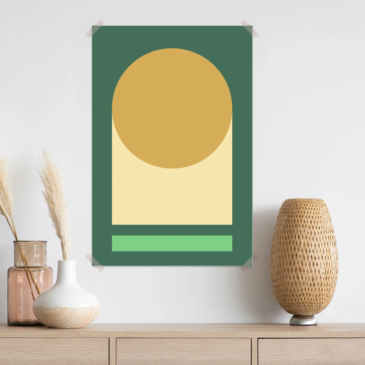 Poster goldene sonne über geometrischem block Poster goldene sonne über geometrischem block