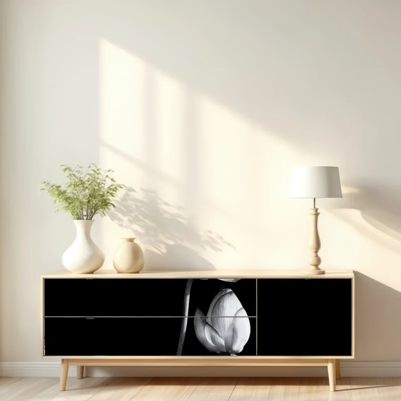 Repositionierbarer Aufkleber weißer lotus in monochrom