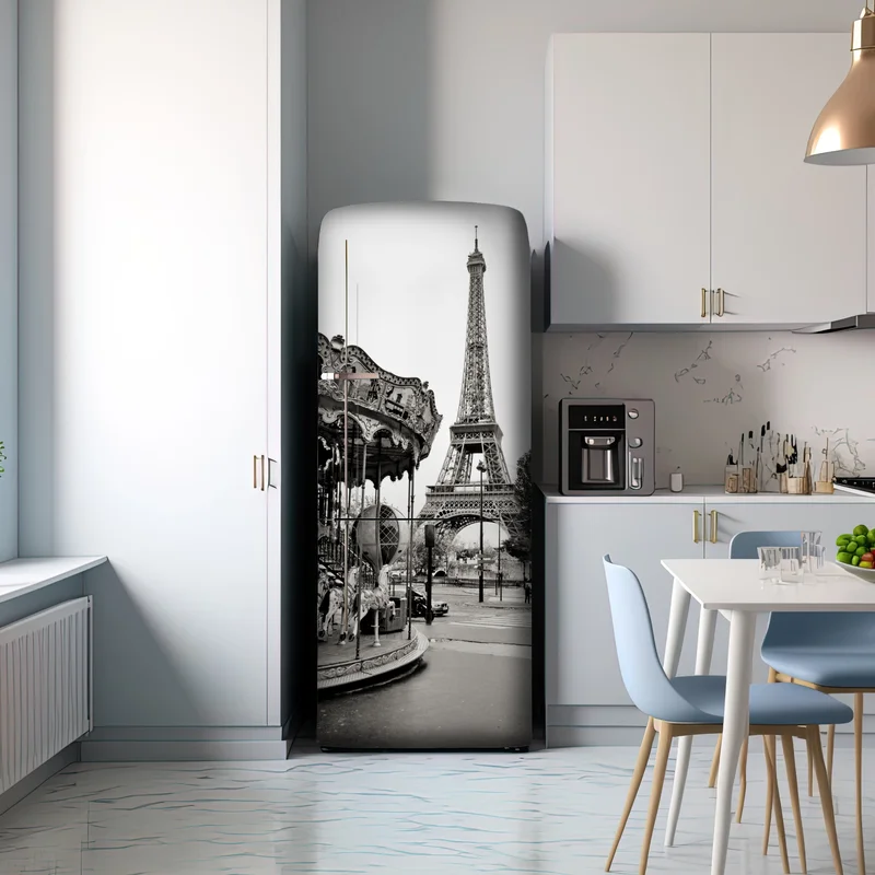 Kühlschrankaufkleber Eiffelturm und karussell in Paris