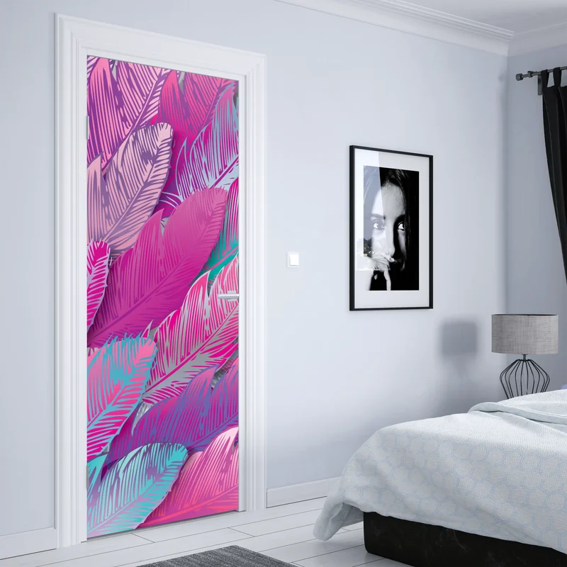 Türaufkleber irisierendes rosa federmuster Türaufkleber irisierendes rosa federmuster