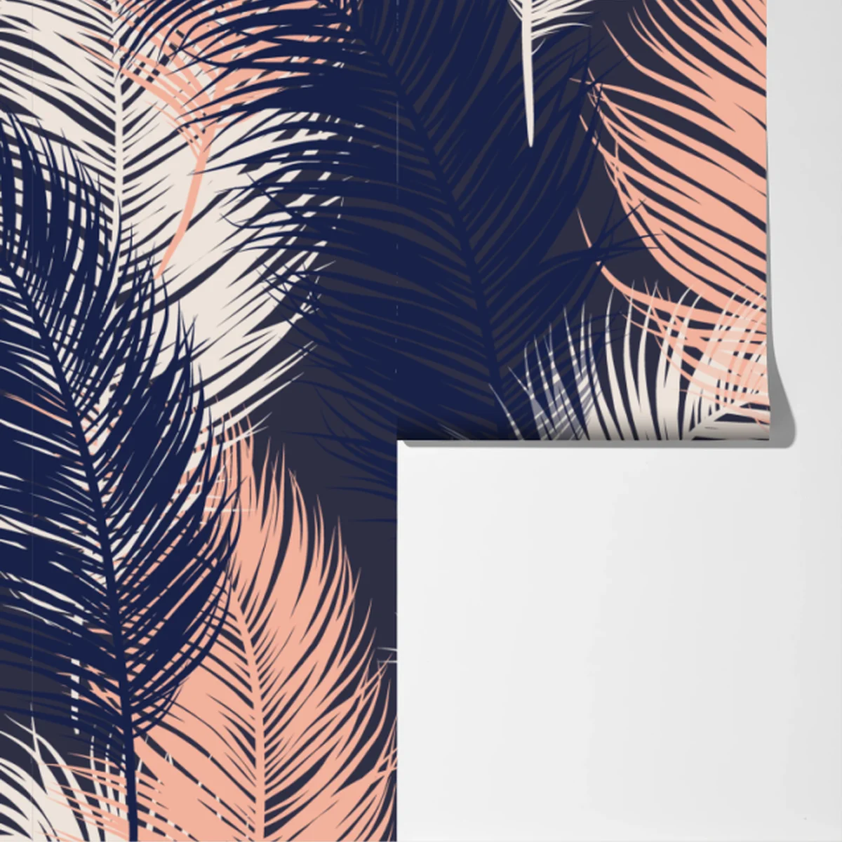 Fototapete federmuster in marineblau und rosa Fototapete federmuster in marineblau und rosa