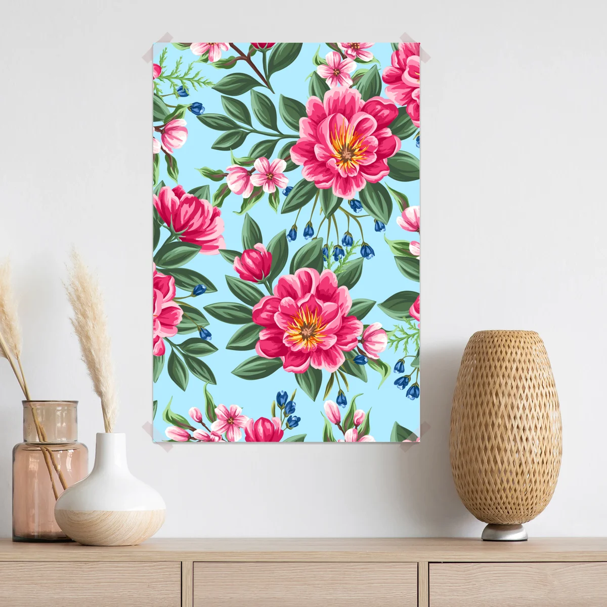 Poster leuchtendes aquarell blumenmuster • Poster bei Wallnifity® Poster leuchtendes aquarell blumenmuster • Poster bei Wallnifity®
