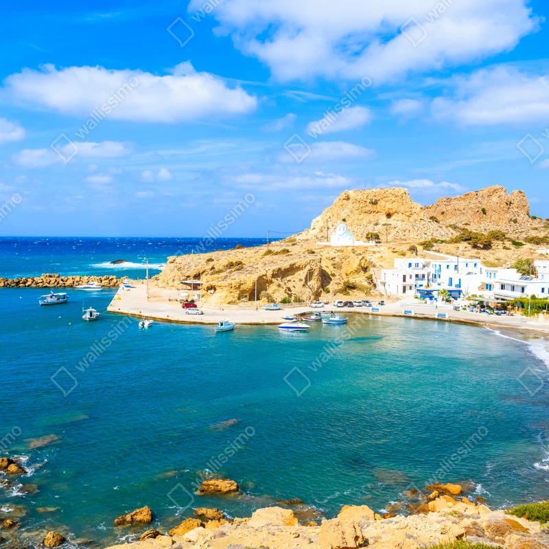 Naklejka na laptopa słoneczny port Finiki na wybrzeżu Karpathos Naklejka na laptopa słoneczny port Finiki na wybrzeżu Karpathos