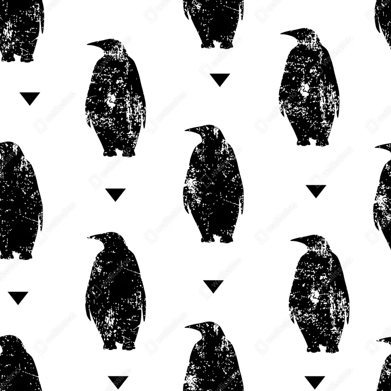 Fototapete schwarzes pinguin-silhouetten-muster Fototapete schwarzes pinguin-silhouetten-muster