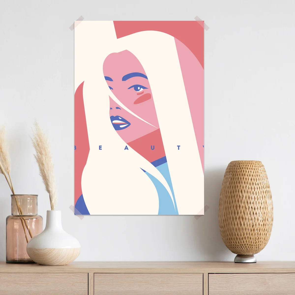 Poster pastell pop-art porträt der schönheit Poster pastell pop-art porträt der schönheit