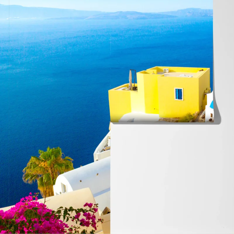 Fototapete sonniges Santorini küstendorf Fototapete sonniges Santorini küstendorf