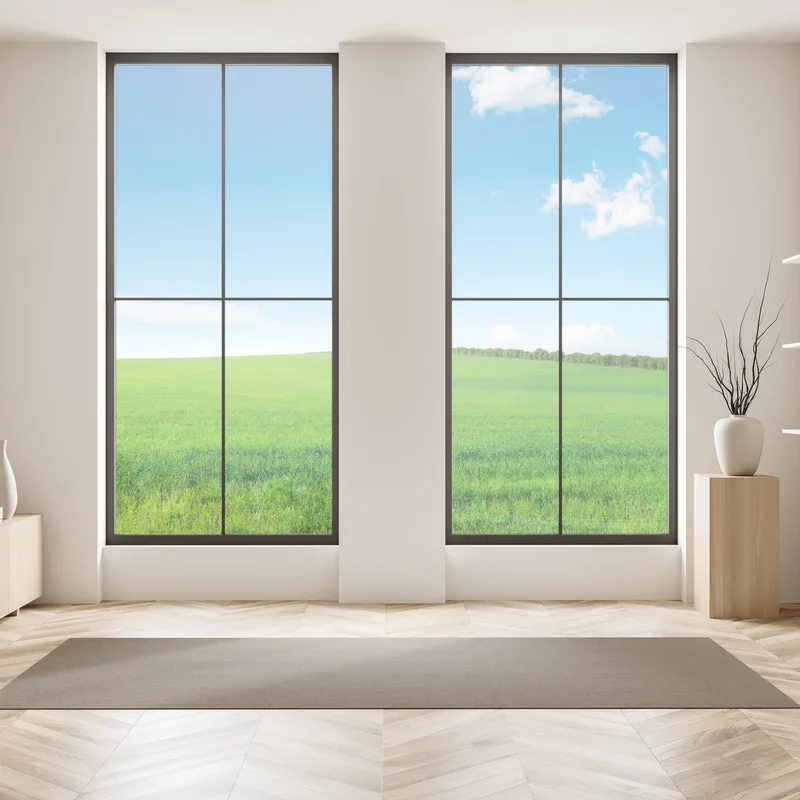 Fensteraufkleber ruhige grüne wiese unter blauem himmel