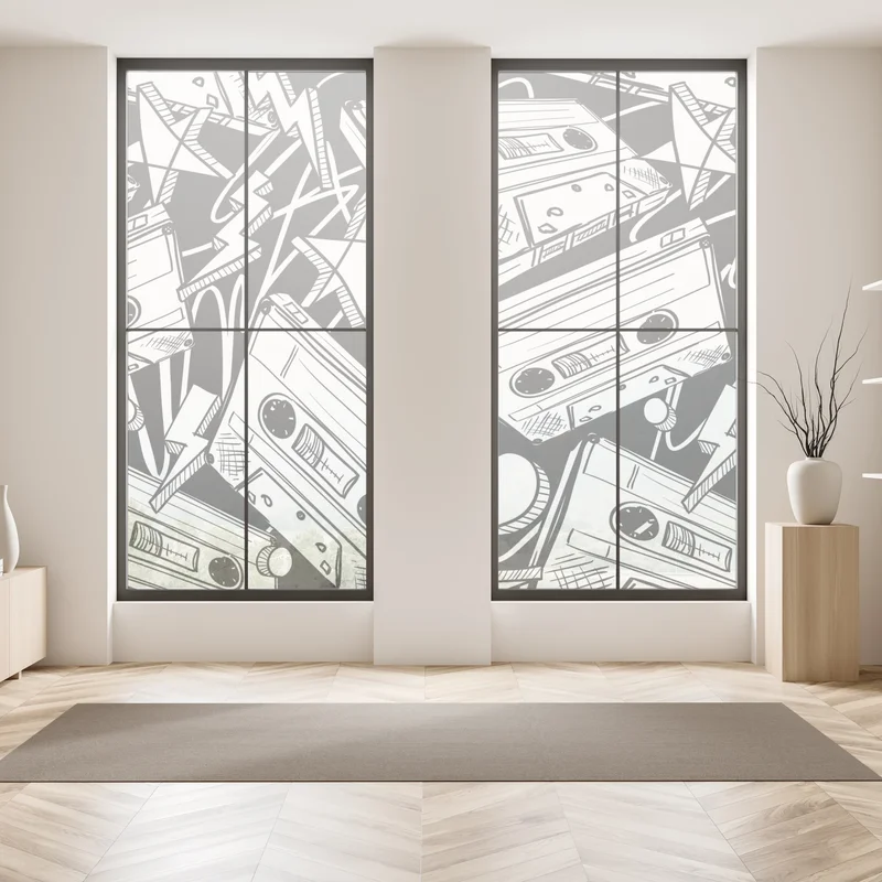 Fensteraufkleber vintage kassettenmuster