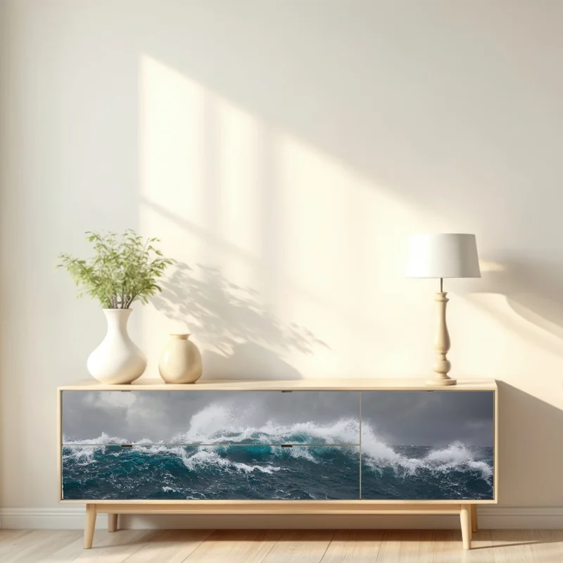 Repositionierbarer Aufkleber stürmisches meer mit brechenden wellen