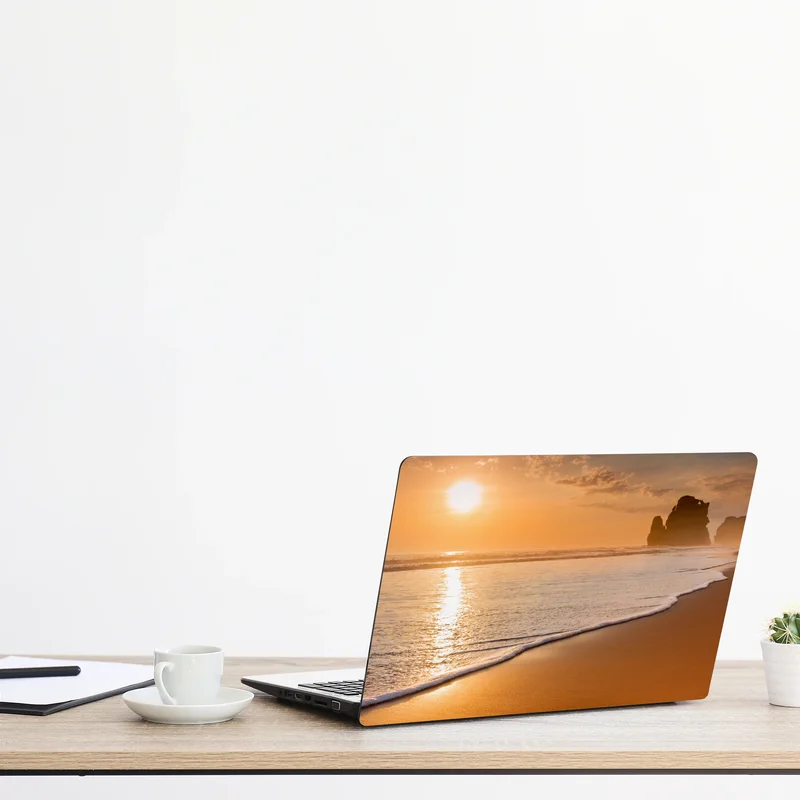 Laptop-Aufkleber goldener sonnenuntergang am strand