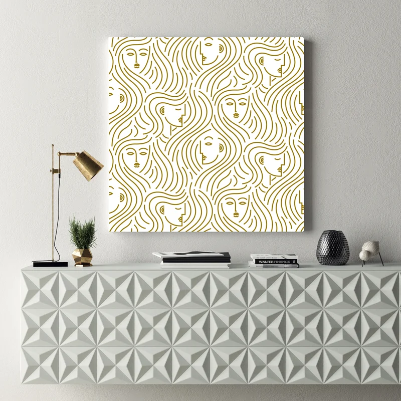 Leinwandbild goldene fließende gesichter nahtloses muster Leinwandbild goldene fließende gesichter nahtloses muster