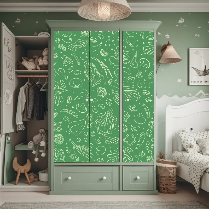 Schrankaufkleber grünes gemüsemuster