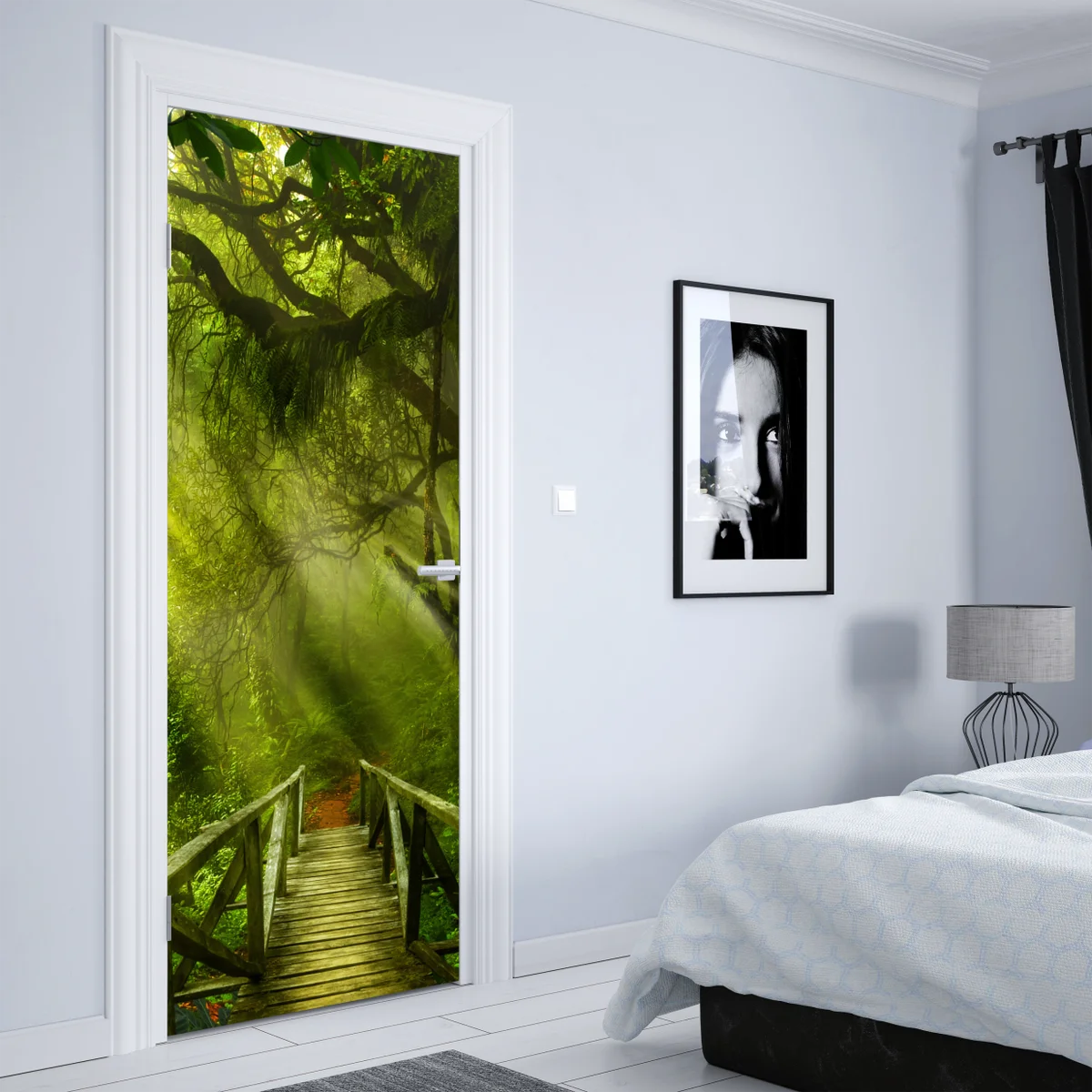 Türaufkleber sonnenbeschienener waldweg Türaufkleber sonnenbeschienener waldweg