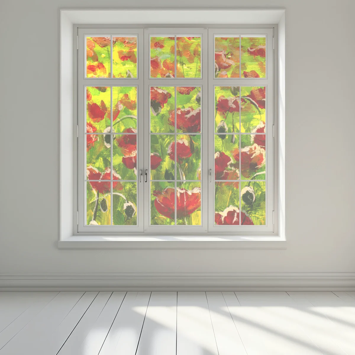 Naklejka na okno pole czerwonych maków Naklejka na okno pole czerwonych maków