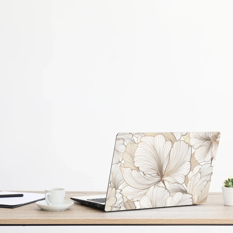 Laptop-Aufkleber zarte beige blumenillustration