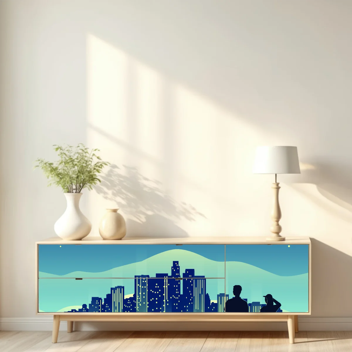 Repositionierbarer Aufkleber Los Angeles nächtliche skyline Repositionierbarer Aufkleber Los Angeles nächtliche skyline