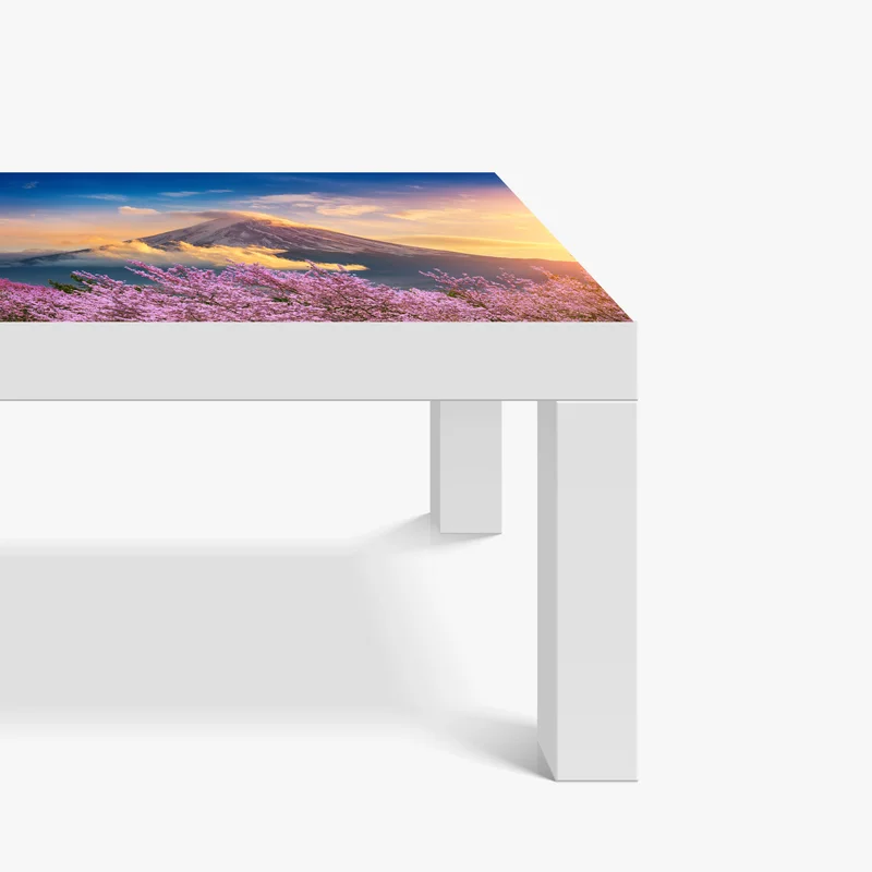 Tischaufkleber und Schreibtischaufkleber Berg Fuji mit blühenden kirschblüten bei sonnenaufgang