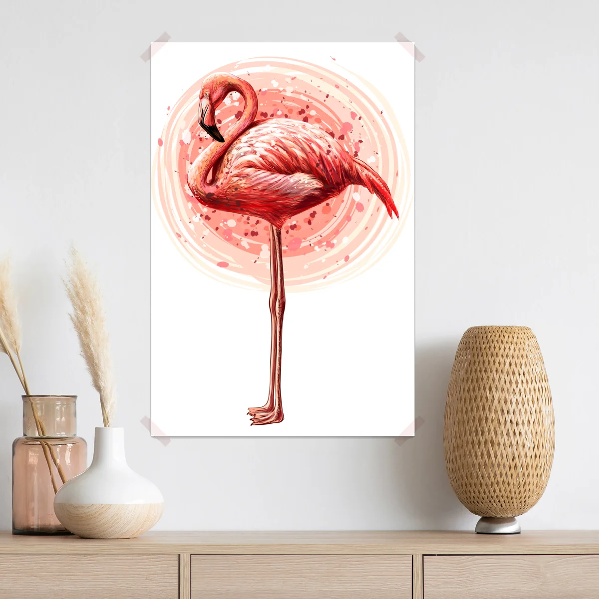 Poster zarte rosa flamingo aquarell-illustration Poster zarte rosa flamingo aquarell-illustration
