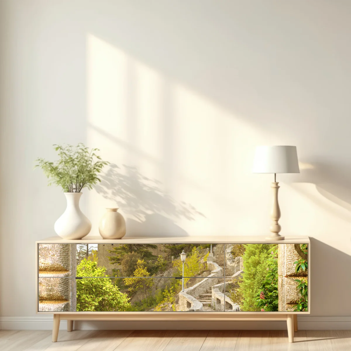 Repositionierbarer Aufkleber sonniger gartenweg zum schloss Repositionierbarer Aufkleber sonniger gartenweg zum schloss