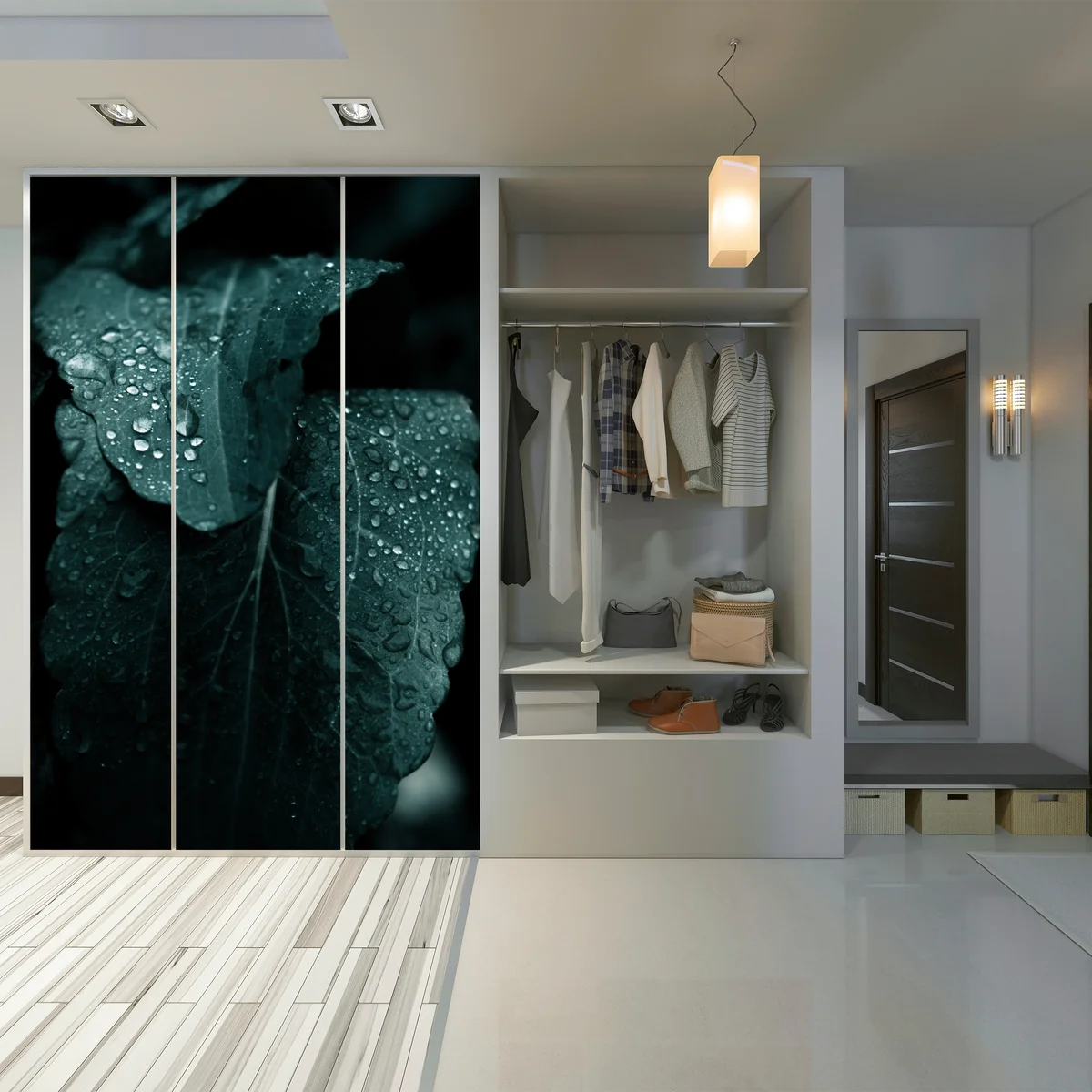 Schrankaufkleber tautropfen auf blättern Schrankaufkleber tautropfen auf blättern