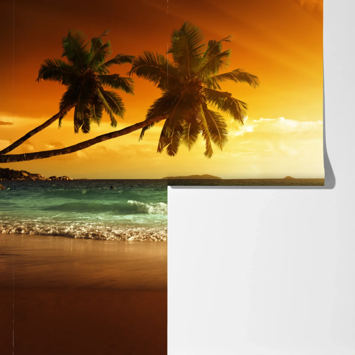 Fototapeta tropikalny zachód słońca nad plażą na Karaibach Fototapeta tropikalny zachód słońca nad plażą na Karaibach