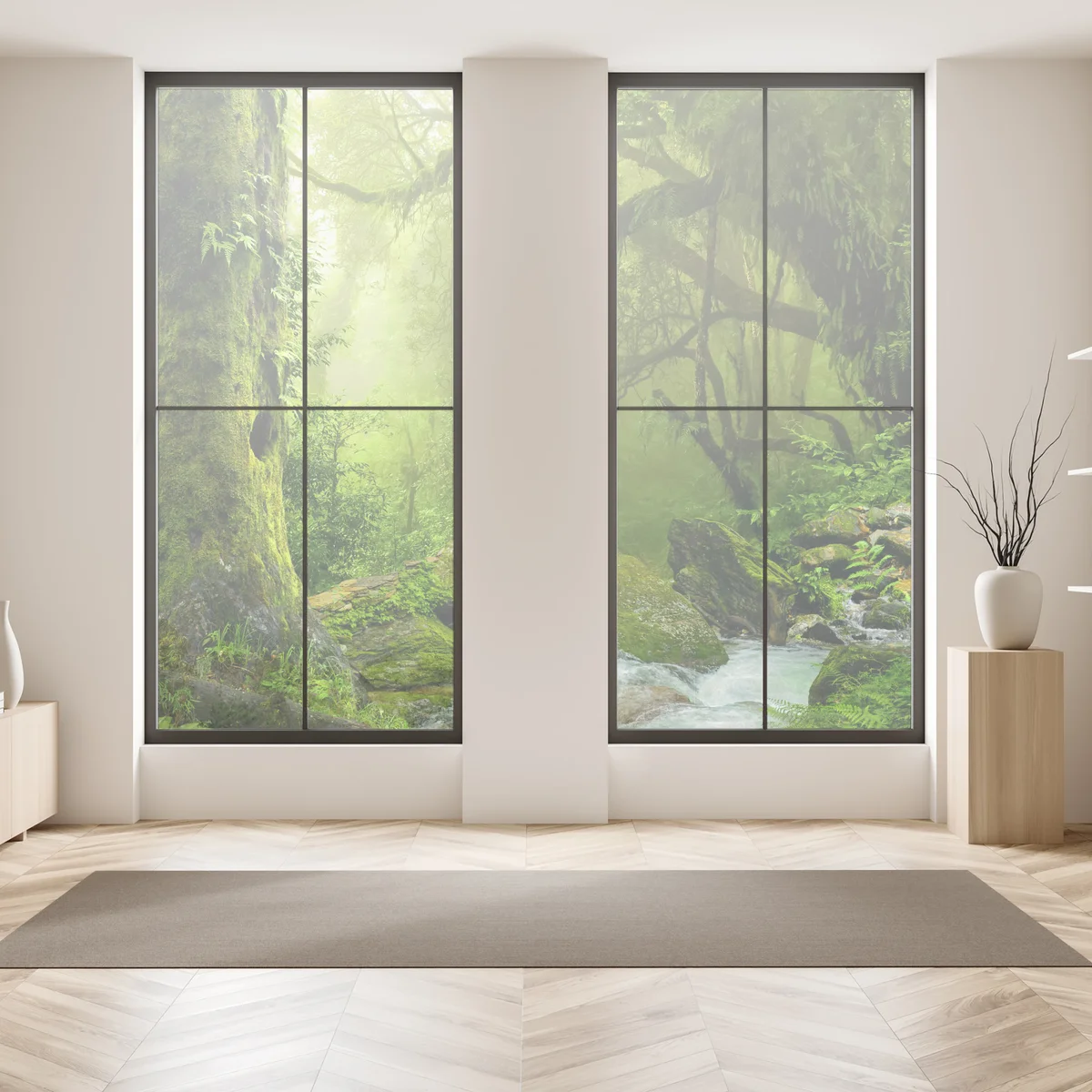 Fensteraufkleber verzauberter grüner waldbach Fensteraufkleber verzauberter grüner waldbach