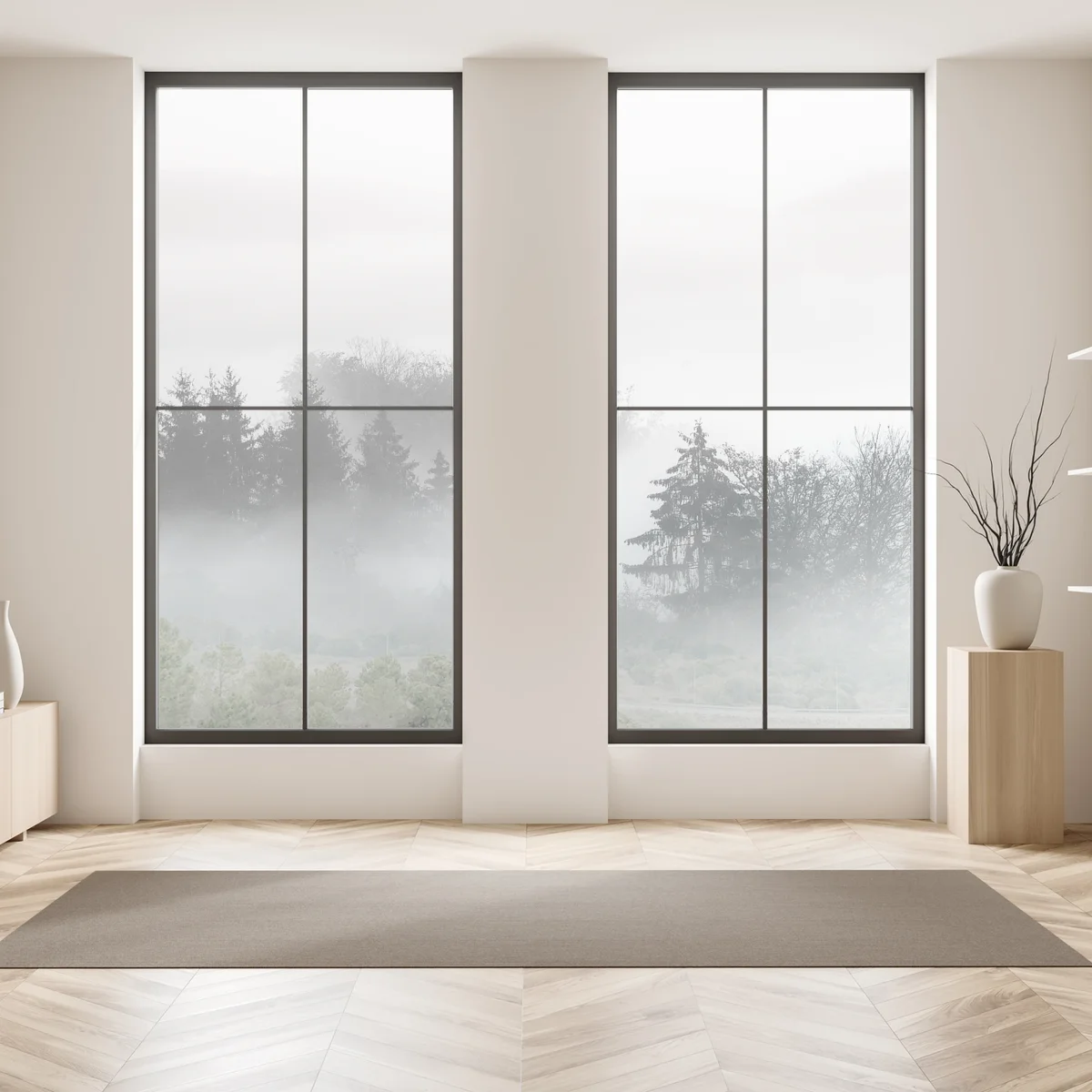 Fensteraufkleber nebliger wald in grautönen Fensteraufkleber nebliger wald in grautönen