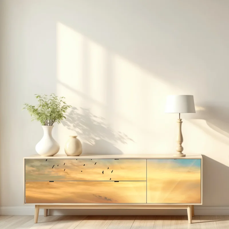 Repositionierbarer Aufkleber goldener sonnenaufgang über den wolken